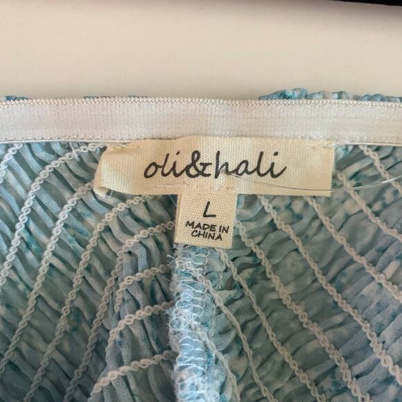 OLI & HALI Jumpsuit‎ Large Boho Floral Wide Leg W/Tiered Ruffle Hem Smocked Bust - Picture 11 of 14